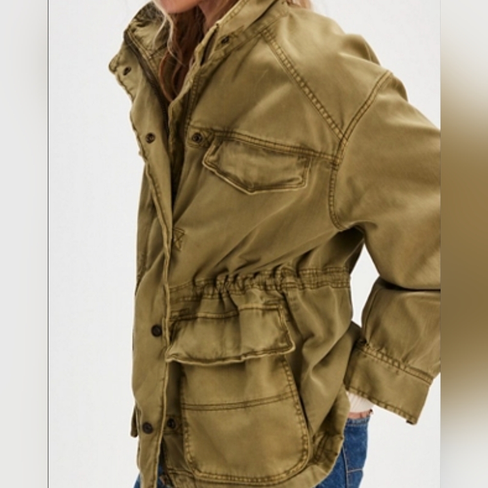 Free People Cargo Jacket In Olive Green Brand New With Tags - Picture 1 of 7